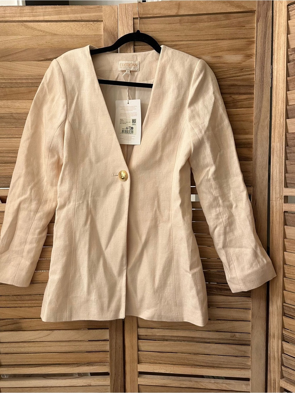 Sezane Ricia Blazer Jacket in Creme size 4 NWT - Picture 3 of 6
